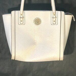 Anne Klein Leather Women White Gold Handbag Purse Shoulder Bag